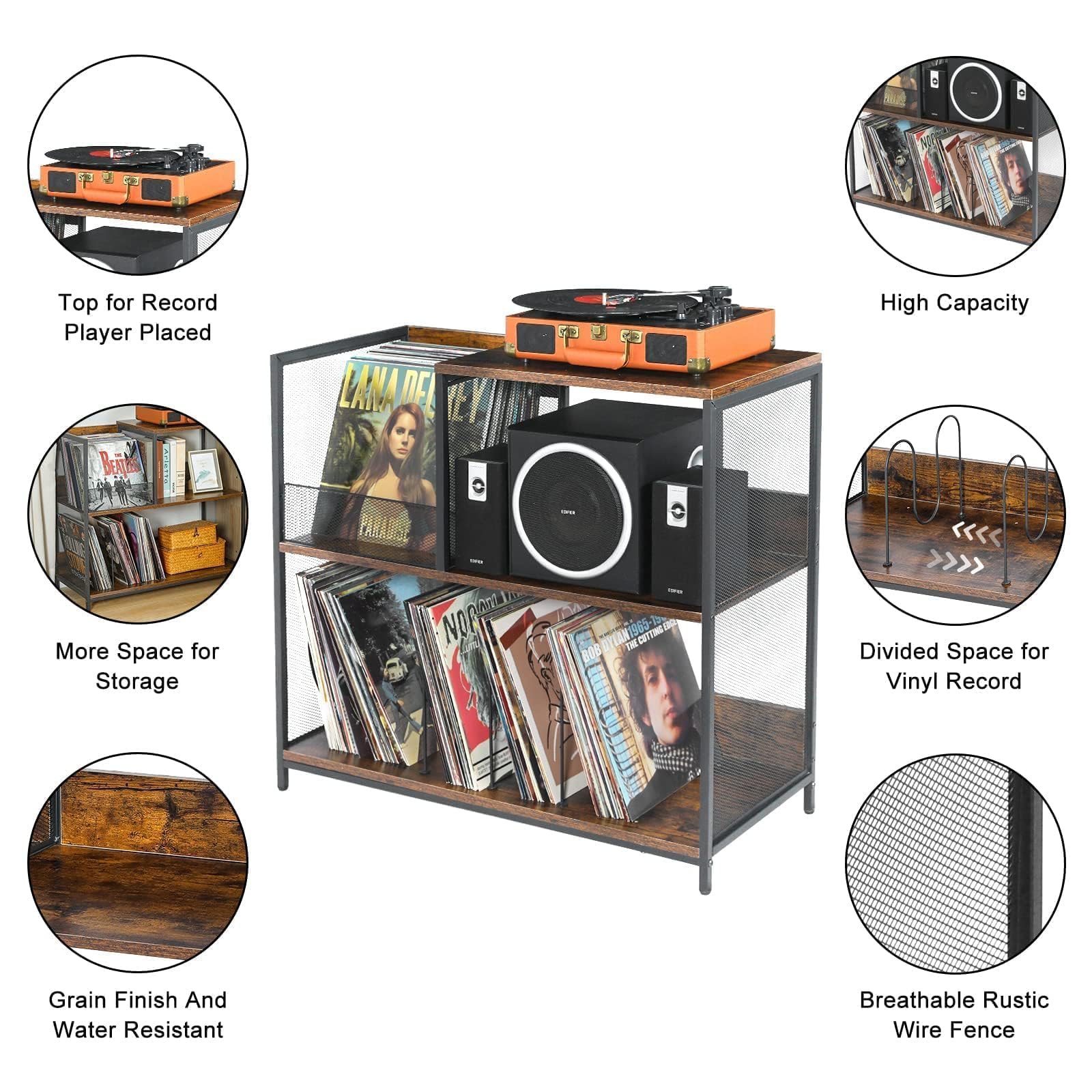 Amazon.co.jp: Huxitocan 3段レコードプレーヤースタンド 最大300枚の